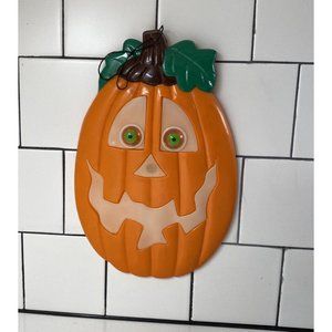 Spearhead 1994 Blinking Eyes Pumpkin Flat Head Suction Cup Hanging Halloween 12”